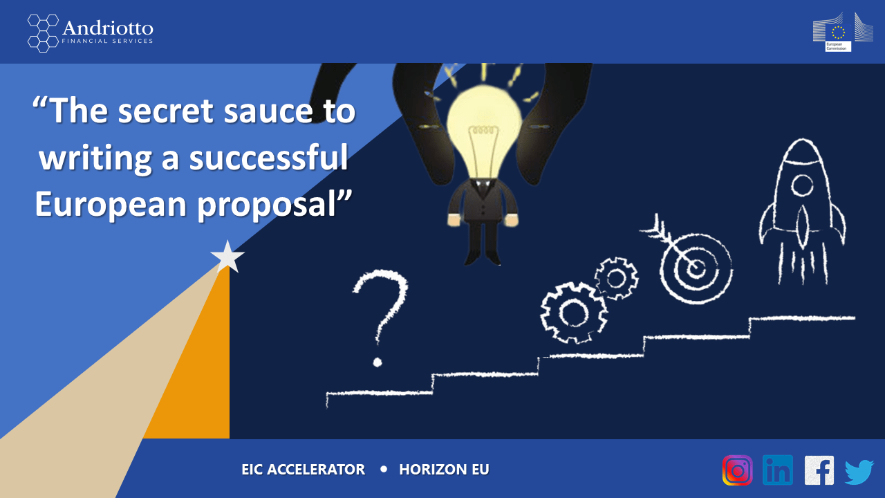 blue background with the title "the secret sauce to writing a successful grant proposal"