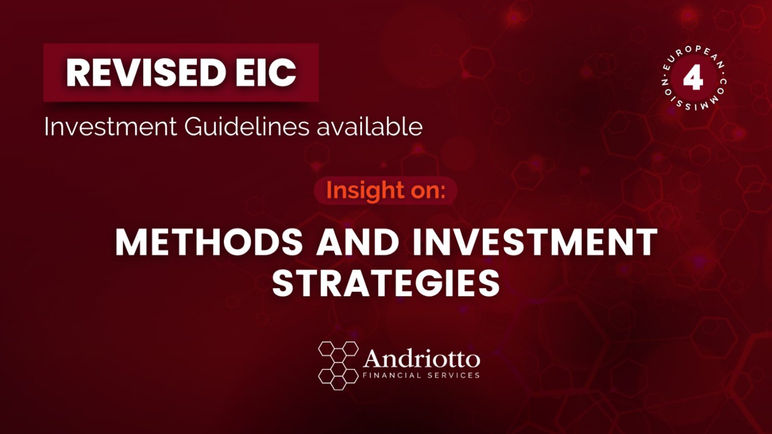 Red background with the title "Revised EIC Investment Guidelines available. Insight on methods and investment strategies".
