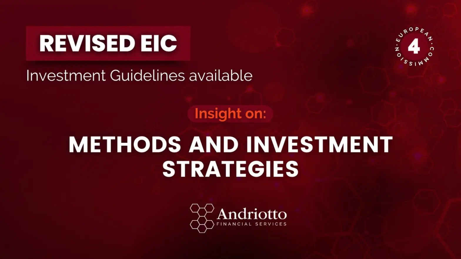 Red background with the title "Revised EIC Investment Guidelines available. Insight on methods and investment strategies".