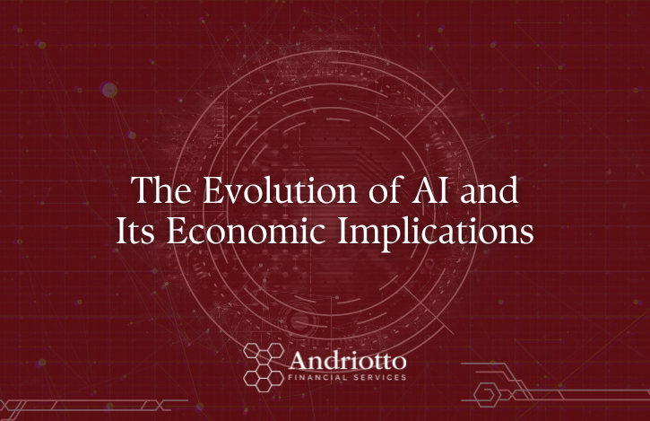 red background with title: "The Evolution of AI and Its Economic Implications"