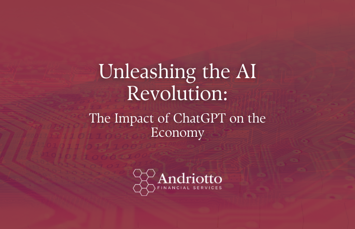 red background with title" Unleashing the AI Revolution: The Impact of ChatGPT on the Economy"