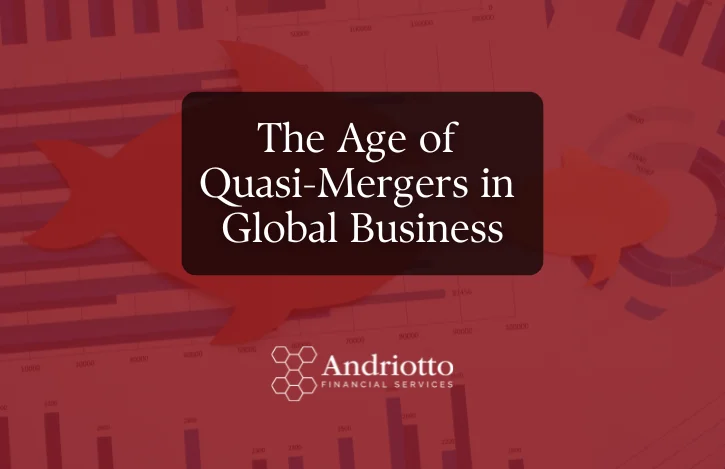 red background with title "The Age of Quasi-Mergers in Global Business"