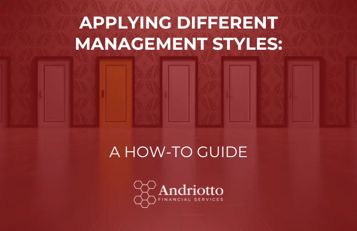 photo of five doors on the background and article title: "Applying Different Management Styles: A How-To Guide"
