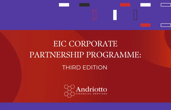 Red background with title: "EIC Corporate Partnership Programme: Third Edition"